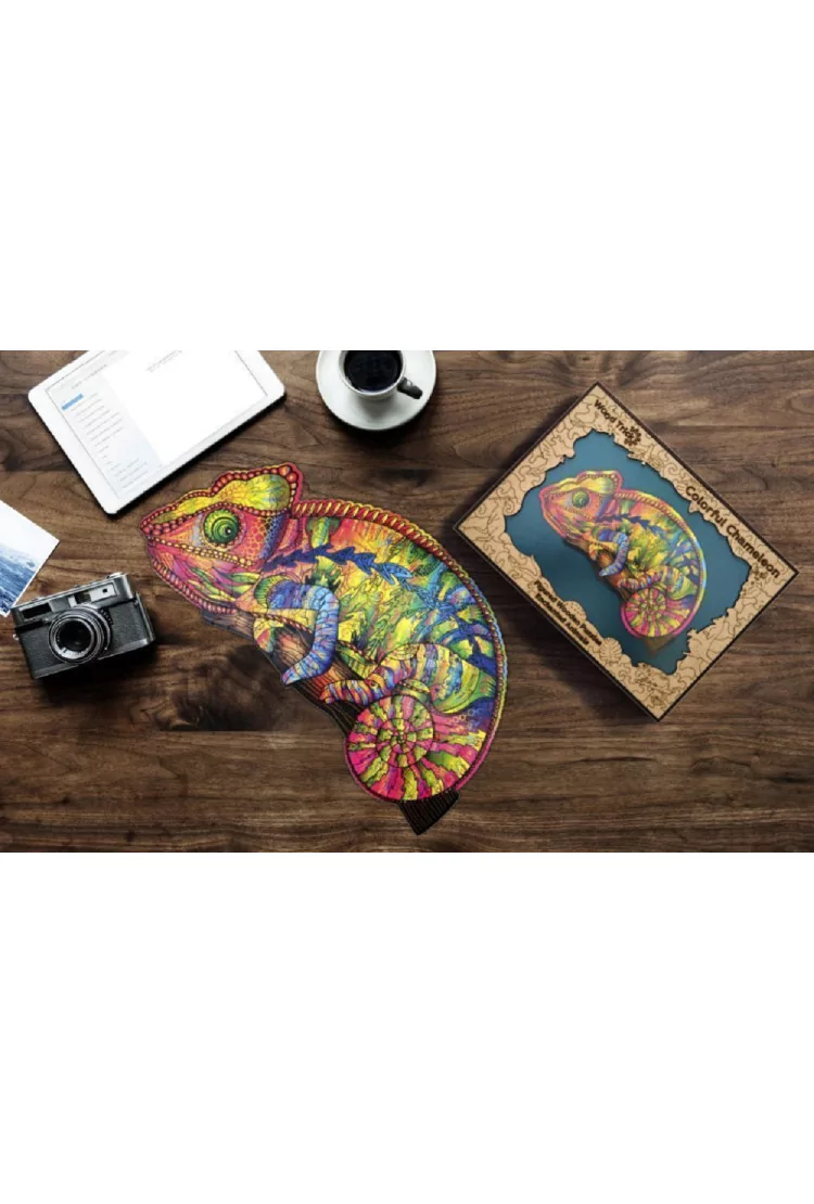 Деревянный пазл Wood Trick «Красочный Хамелеон», 34x30 см