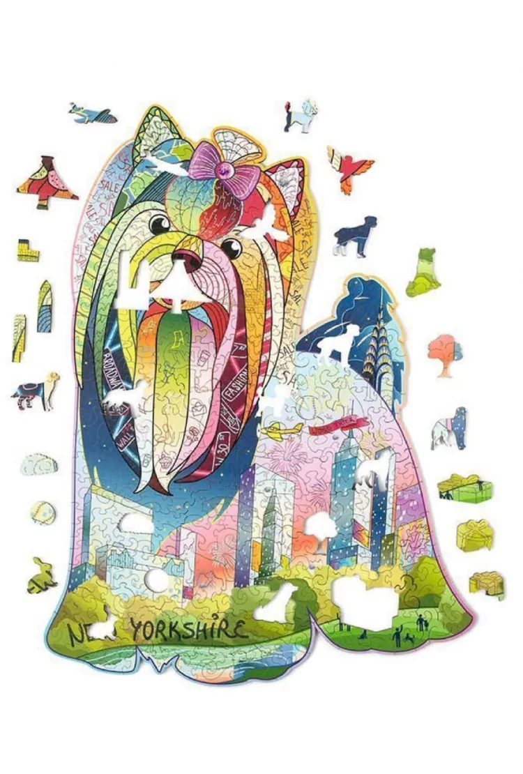 Деревянный пазл Wood Trick «Нью-Йоркшир с кристаллами Swarovski», 45x34 см