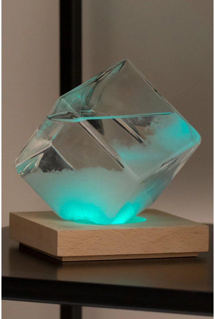 Штормгласс  Куб XL с RGB подсветкой и пультом ДУ (14 см)
