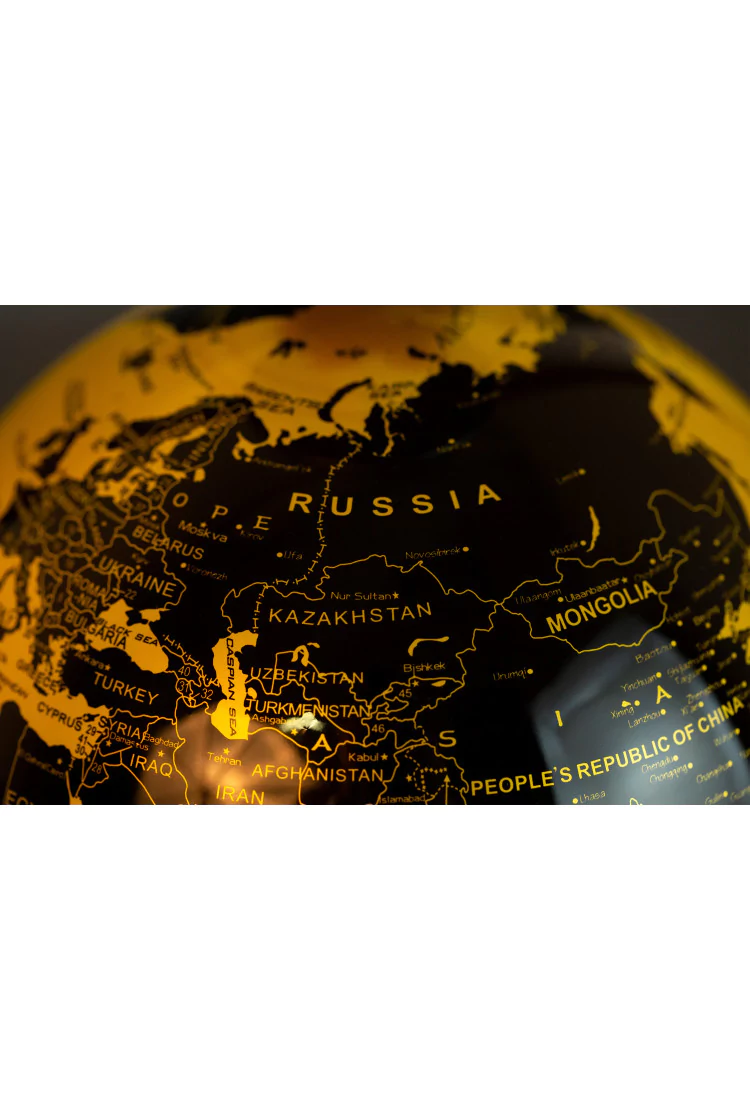 Левитирующий светящийся глобус с политической картой золотой (D-20см)