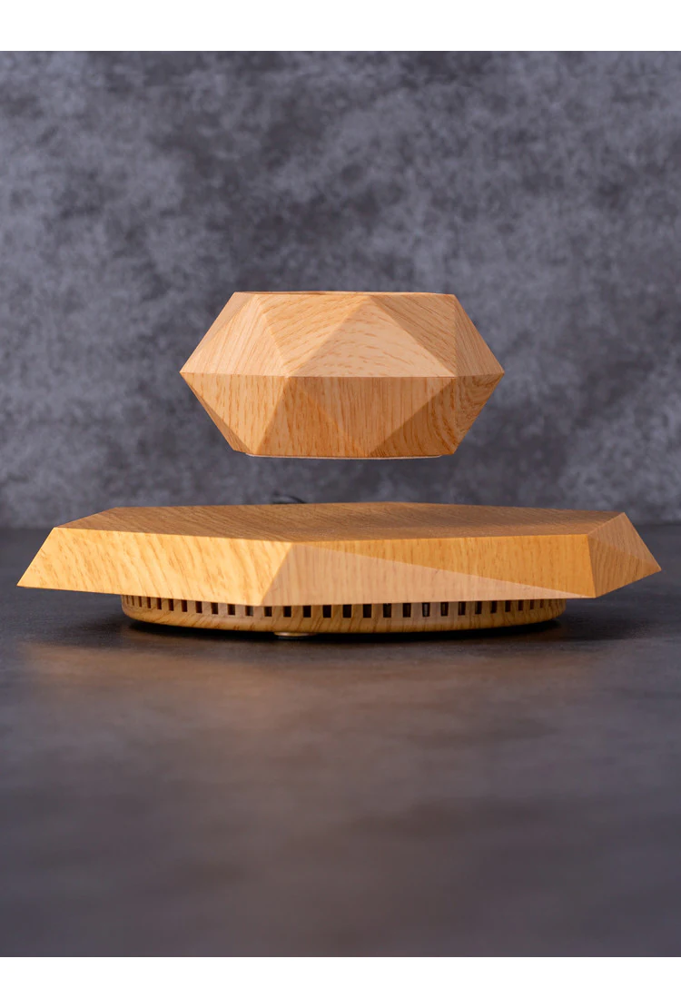Левитирующий горшок Wood на шестиугольной платформе светлое дерево